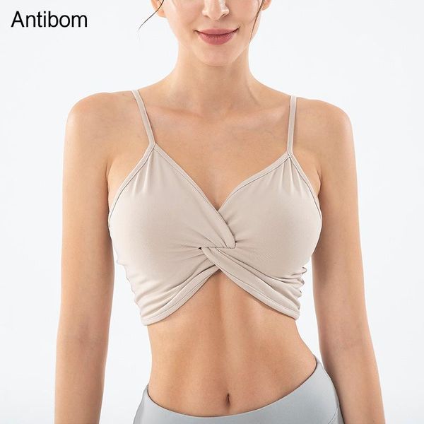

yoga outfit antibom women's bra without thin strap underwear shockproof pad push up fitness vest gym running sports crop top