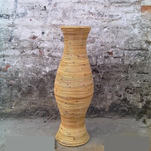 

vases chinese large bamboo floor vase big living room decorative home art & craft flower pot woven retro 990605