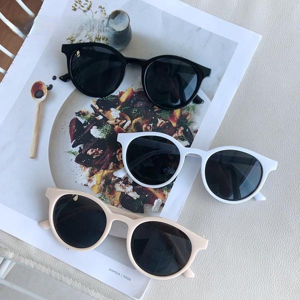 

round sunglasses women brand designer vintage small sun glasses ladies korean style shades eyewear, White;black