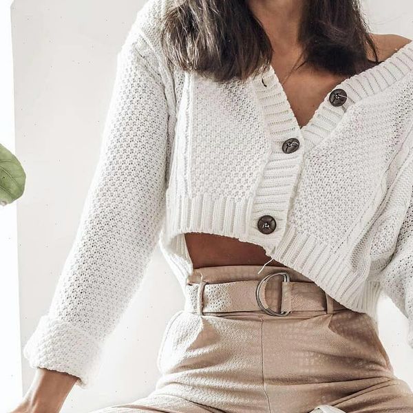 

women sweaters winter spring knitted casual fashion cardigan ladies open front sleeve button coat outwear, White;black