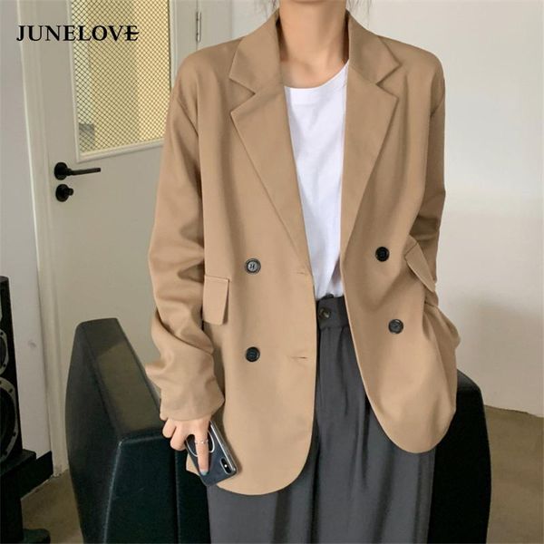 

women's suits & blazers junelove women chic office lady double breasted blazer vintage coat korean fashion long sleeve outerwear stylis, White;black