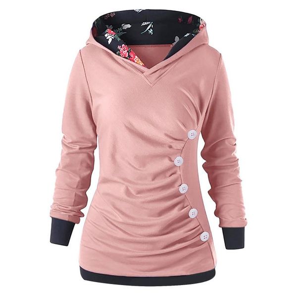 

men's hoodies & sweatshirts women's long sleeve hooded sweater t-shirt fall/winter casual pure color buttoned drawstring pullover, Black