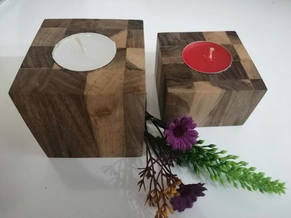 

candle holders natural walnut wood decorative holder