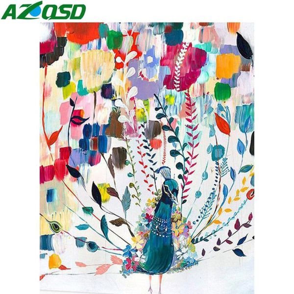 

paintings azqsd 40x50cm painting by number kits peacock acrylic paint on canvasÂ coloring numbers animal home bedroom wall artwork