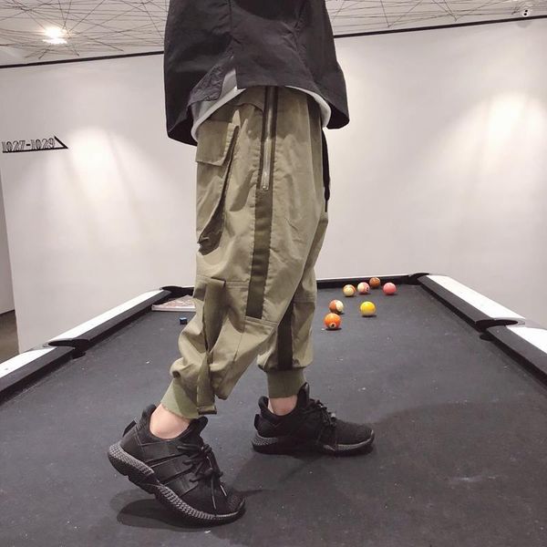 

trousers 2021 kids clothing spring casual overalls cotton beam feet pants children boys pocket high elastic waist cargo y24, Blue