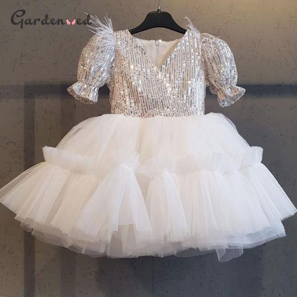 

girl's dresses gardenwed sequin child birthday party dress sparkly girl wedding flower cute baby first gown, Red;yellow