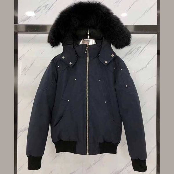 

2021 men winter coats moose down flight et with big fur collar homme hoody outerwear hooded thick coat mens women ets canada knuckl doudoune, Black