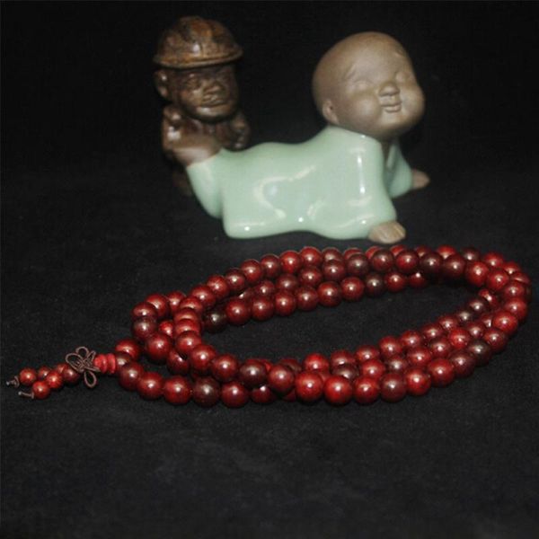 Perline, fili Braccialetti di perline di palissandro Siam naturale 6-12MM 108 Supporto di preghiera buddista Mala o collana Gioielli unisex in legno rosso