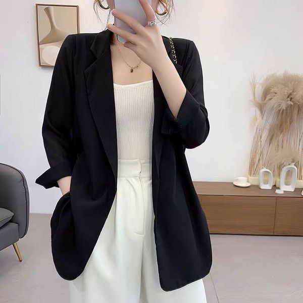 

women's jackets chiffon small suit cloth summer mid-length loose chic white sun protection clothing thin coat air conditioning, Black;brown