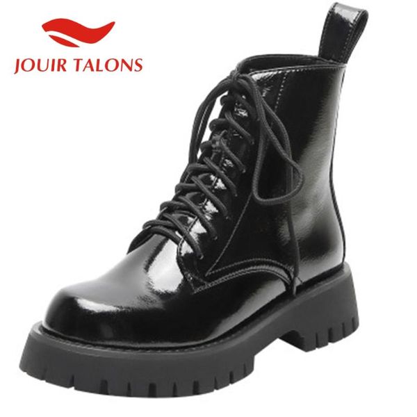 

boots jouir talons brand design fashion shoes women genuine leather sheepskin round toe cross-tied ankle autumn, Black