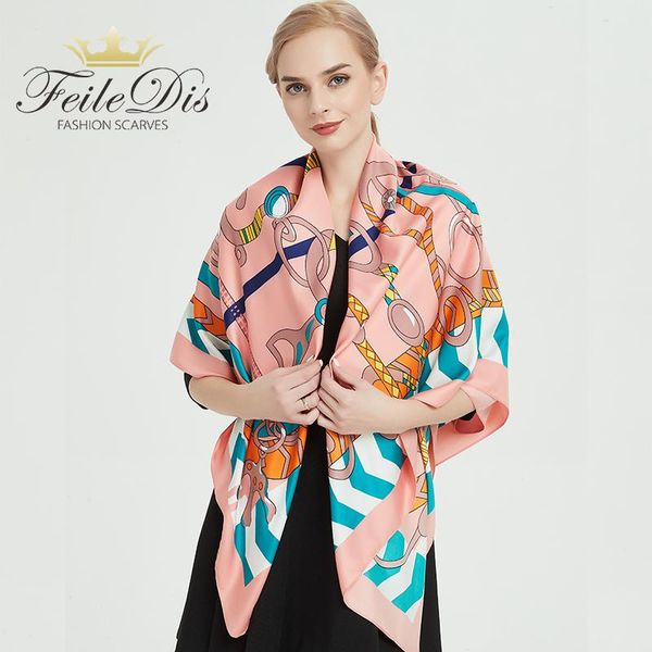 

scarves [feiledis] 2021 women large shawls print stoles square bandana kerchief scarf female soft as1907, Blue;gray