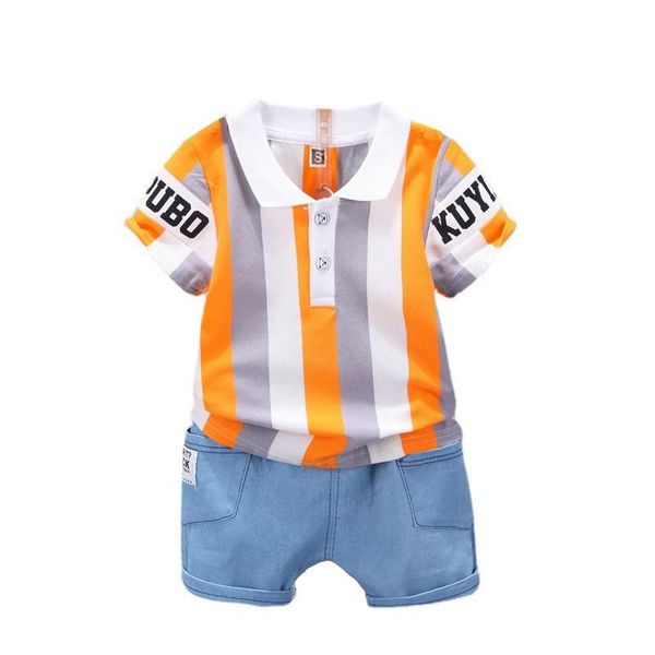 

summer children girls striped clothes baby boys fashion t shirt shorts 2pcs/sets toddler cotton sportswear kids infant clothing sets, White