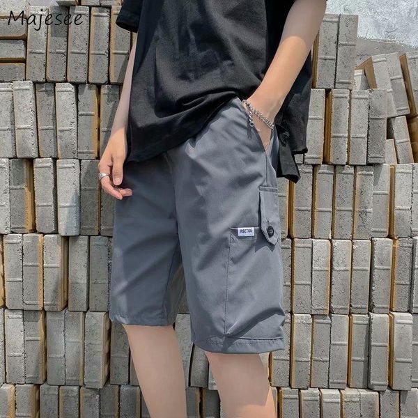 

shorts men solid side pocket plus size 3xl loose summer chic harajuku cargo short mens streetwear hip-hop leisure ulzzang trendy men's, White;black