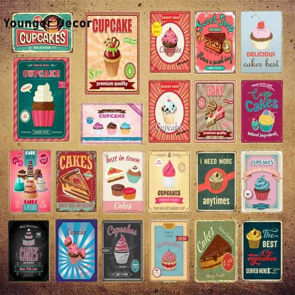 

Vintage Foods Metal Signs Delicious Cupcake Decoration Sweet Cake Shop Home Kitchen Wall Decor Art Poster Birthday Gift YI-230