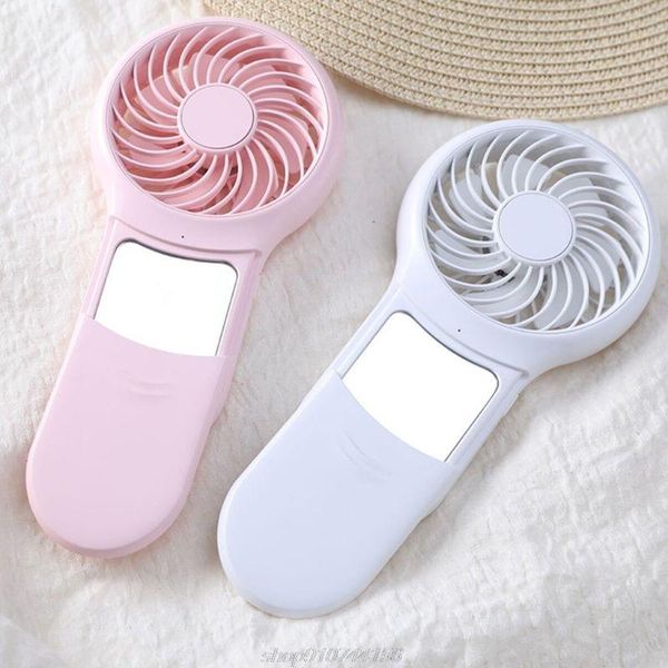 

electric fans portable rechargeable 3 speeds personal usb fan with makeup mirror and cellphone stand holder for j30 21 dropship