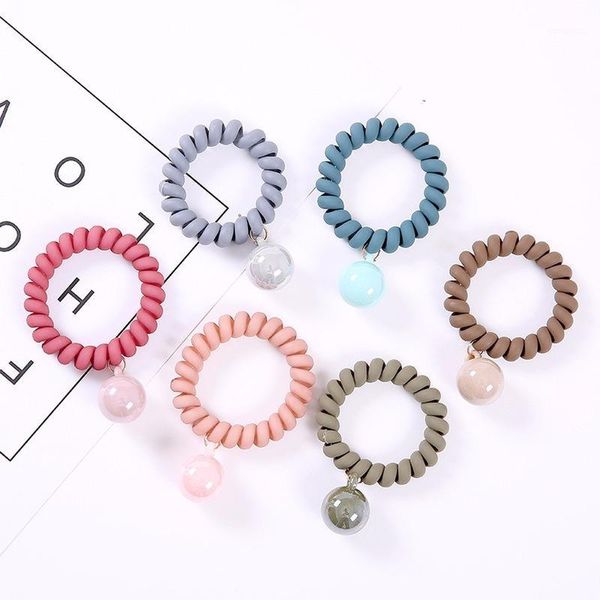 

fashion multicolor elastic hair bands spiral shape ponytail ties gum rubber band rope telephone wire accessories1