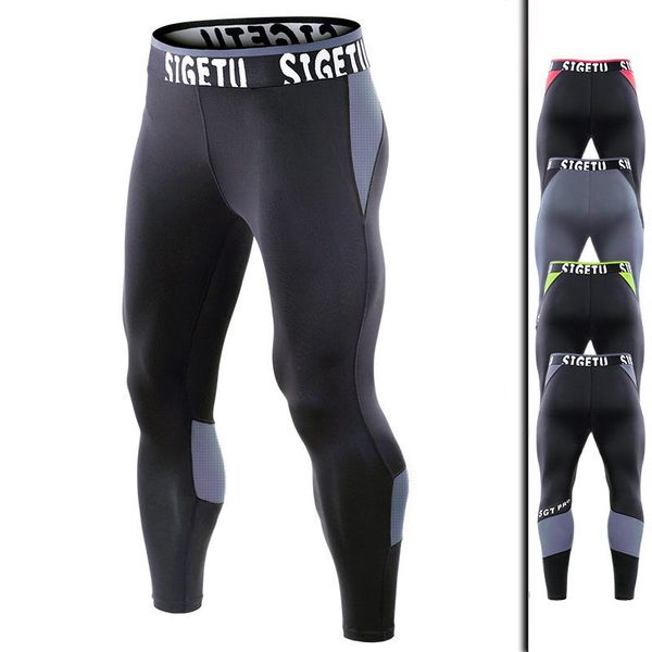 

running pants men's fitness leggings gym basketball tights sport trousers man training male run cycling pro combat compression wear pan, Black;blue