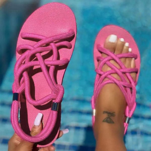 

sandals sale woven women fashion brand pu leather summer slipper soft flat heels woman outdoor beach casual shoes, Black