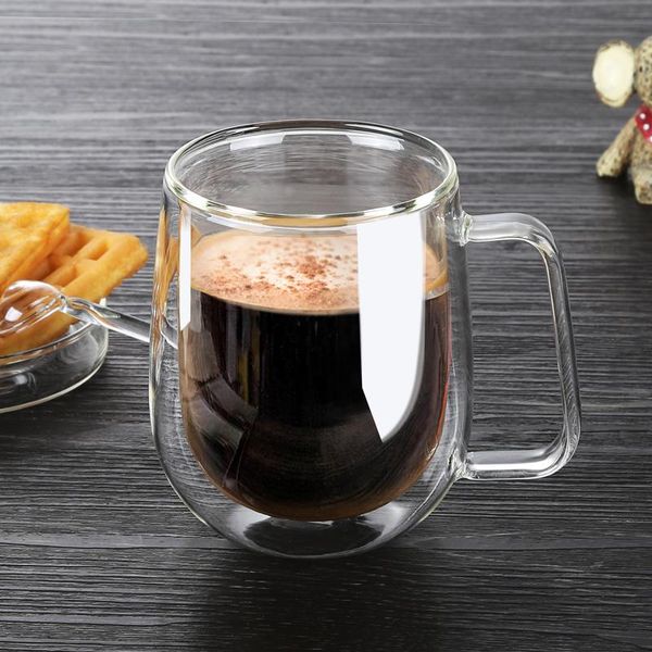 

double coffee mugs with handle drinking insulation wall glass tea cup creative gift drinkware milk wine glasses