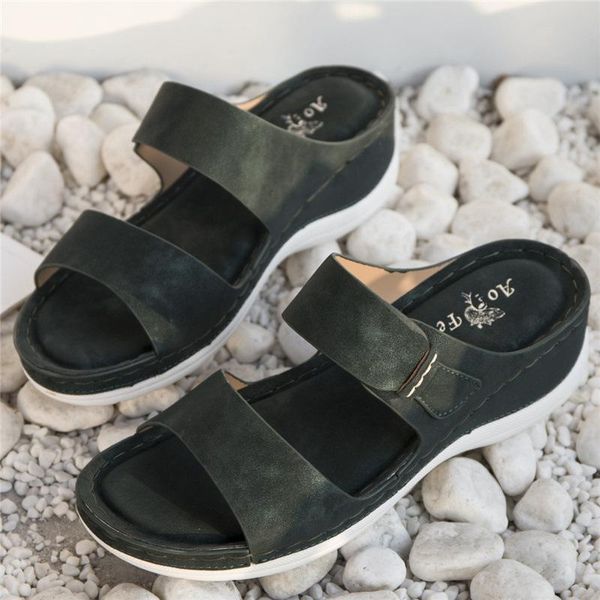 

dress shoes women summer slippers casual ladies sandals platform non-slip female soft wedge outdoor drop, Black