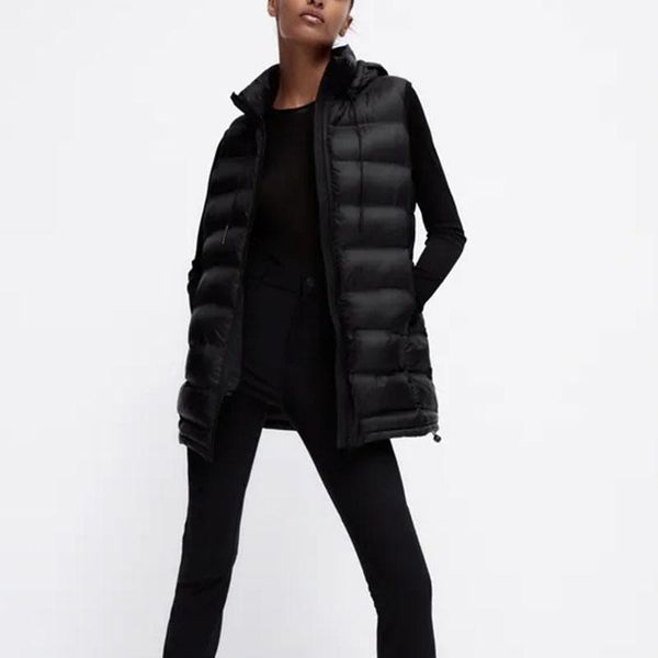 

women's vests berry fashion casual slim hooded women elegant long coats solid black straight cotton ladies, Black;white