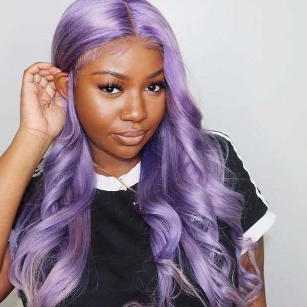 

lace wigs purple wavy 13x4 front human hair with baby preplucked headband wig ash blonde straight transparent, Black;brown