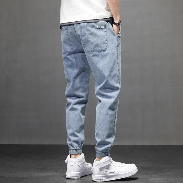 

men's pants casual fashion ankle banded harem loose harajuku style beam feet elastic waist hip hop trousers, Black