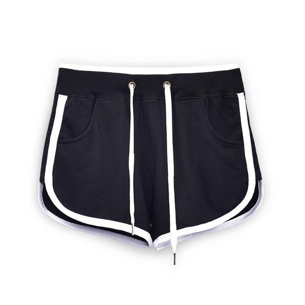 

women's shorts women fitness summer with pockets mid waist elastic booty push up workout short pants casual sport beach gym, White;black