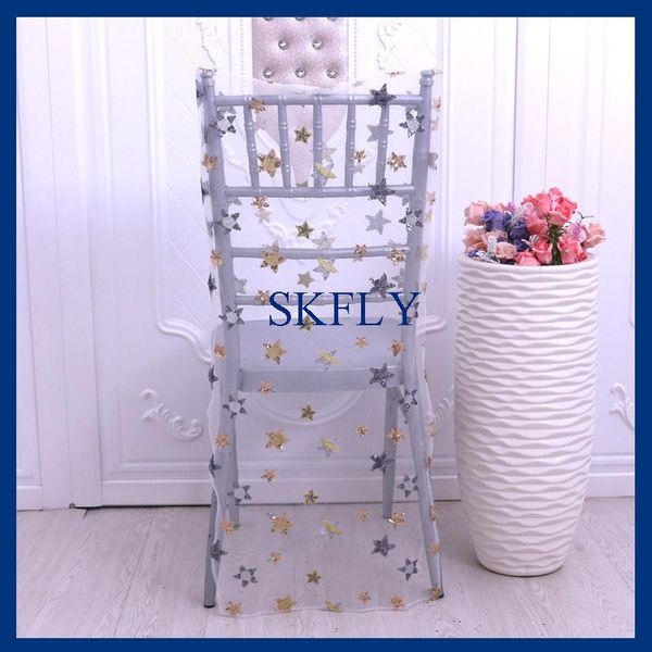 

chair covers ch044a 2021 fancy wedding gold sequin star standard chiavari