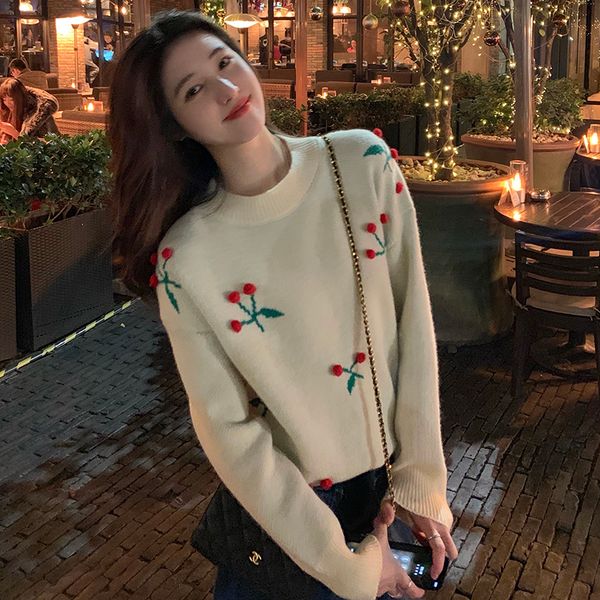 

3colors womens knitted sweater autumn and winter 2021 loose korean style female sweaters and pullovers womens (c8203), White;black
