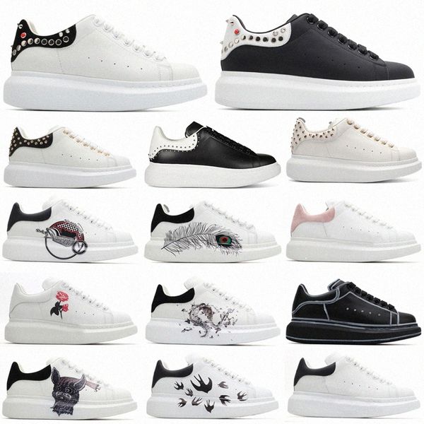 

2021 comfort casual shoes men sport scarpe chaussures studded spike rivet scrawl doodle designer 3m reflective women oversized sneaker, Black
