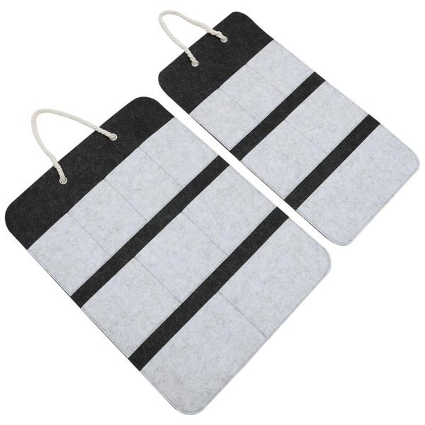 

storage bags 1 set 2pcs felt pouches hanging organizer for home (light grey)
