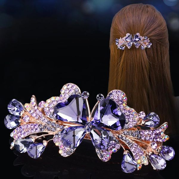 

rhinestone hair clip spring medium flower accessories ladies headdress back head hairpin party favor