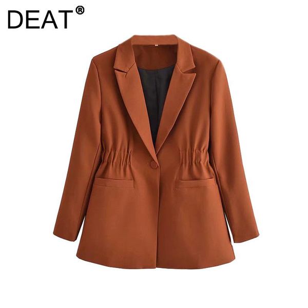 

women's suits & blazers [deat] women blazer casual lapel long sleeve singe button solid color loose fit jacket fashion tide autumn 2021, White;black