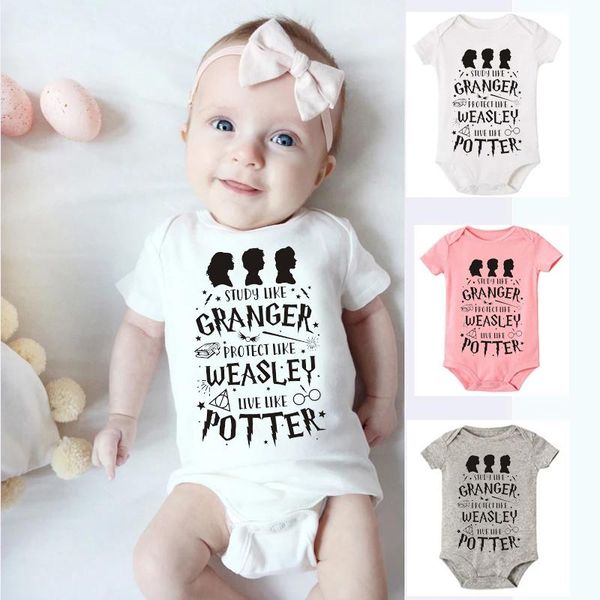 

summer fashion short sleeve baby funny letters graphic printed born bodysuit kids boys girls infant romper rompers, Blue