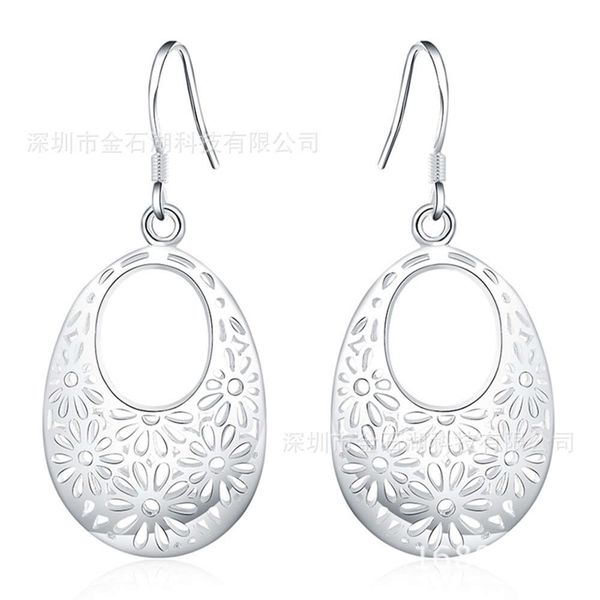 

fashion pattern water out flower earrings simple blue
