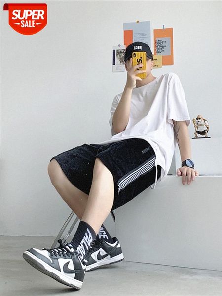 

e fog hip-hop men's non-inverted cashmere shorts side strip five-point casual pants and women's beach #5e4d, Black