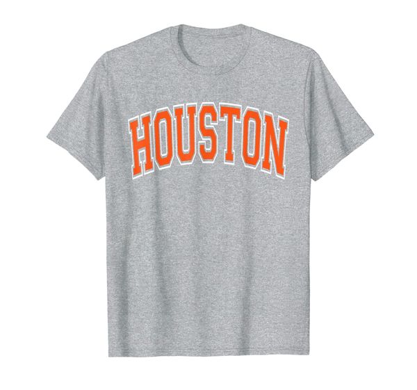 

houston varsity style orange text t-shirt, White;black