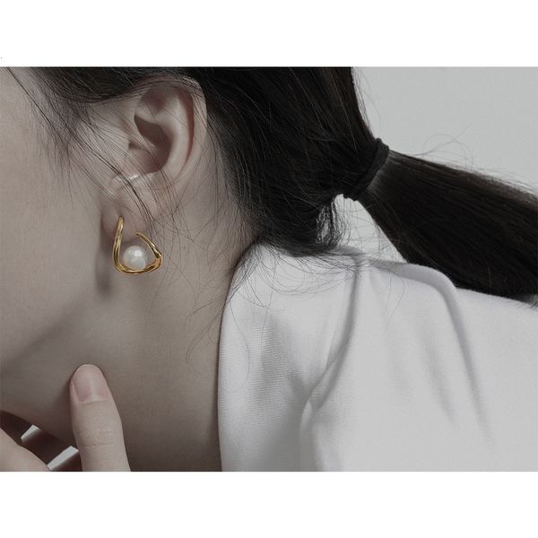 

natural baroque freshwater pearl drop earrings s925 silver needle ins cold wind earrings, Golden