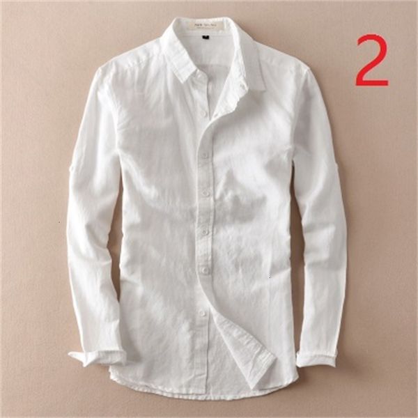 

men's t-shirts summer thin long-sleeved solid color small fresh white casual and beach cotton linen loose shirt wmz0, White;black