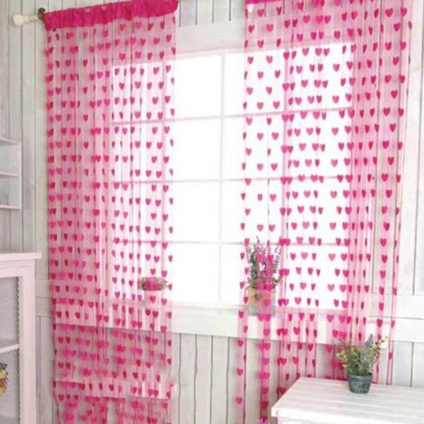 

romantic love printing curtains home living room kitchen tulle partition decorative heart-shaped curtain & drapes