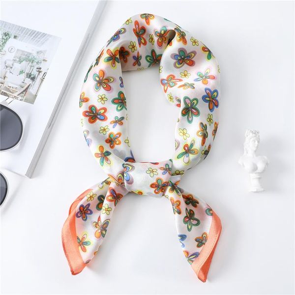 

scarves small foulard bandana floral print silk sacrf square women 2021 spring neck scarf femme echarpe birthday gift, Blue;gray