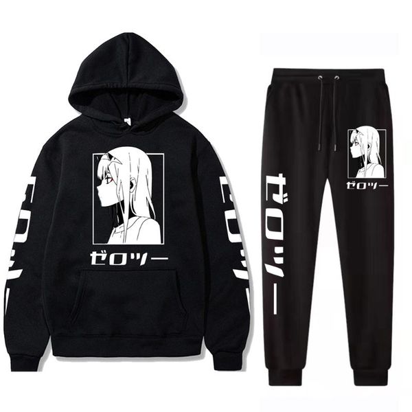 

men's hoodies & sweatshirts anime draling in the fanxx zero two pants for men women sweatshirt autumn winter clothes, Black