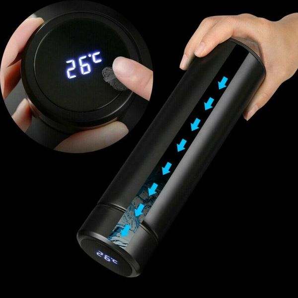 

temperature display stainless steel water bottle tea vacuum flask 304 thermal cup coffee mug 500ml