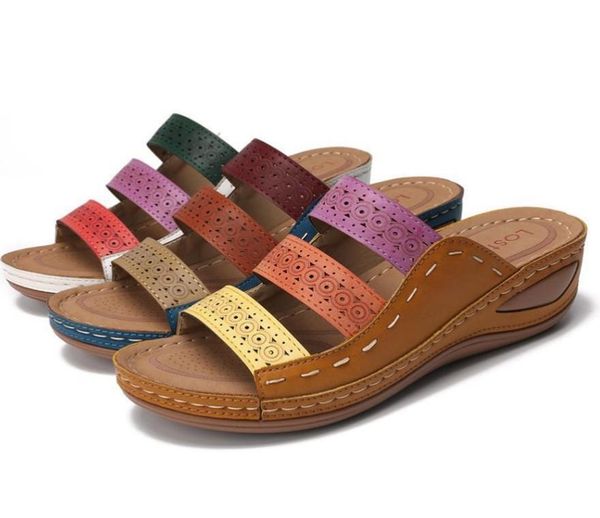 

slippers women summer platform female patchwork flip flops lady casual wedges sewing sandals comfortable dialy shoes, Black