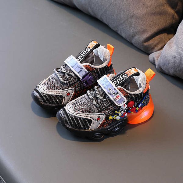 Детские светодиодные туфли 2021 осень для девочек повседневные спорты бегущие тренажеры детские мальчики светятся светлые дышащие мультяшные платформы мягкие подошвы G1025