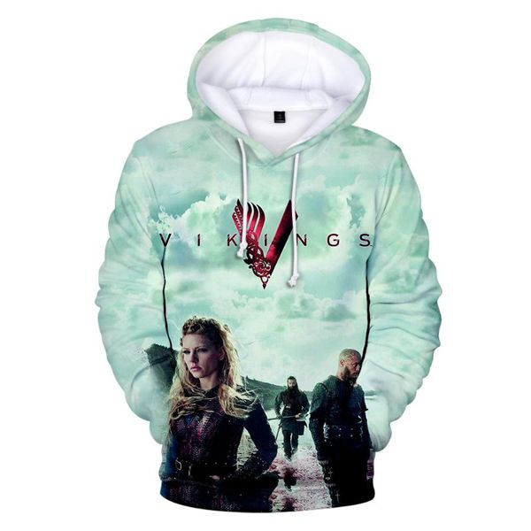 

men's hoodies & sweatshirts fashion personality cool trend style clothes ragnar lothbrok 3d, Black