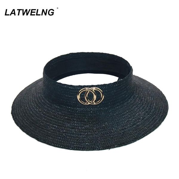 

wide brim hats 2022 visor sun for women luxury designer straw hat ladies pink beach elegant empty caps wholesale, Blue;gray