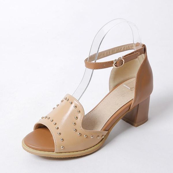 

dress shoes 25-62 plus size sandals women fashion nice rivets high quality, Black