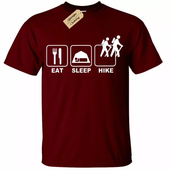 

eat sleep hike shirt hiking camping mountain man climbing gift, White;black